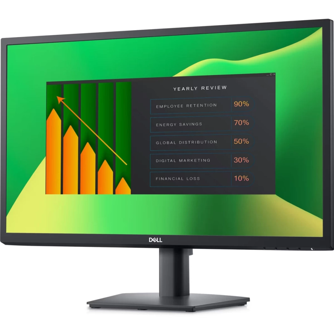شاشة Dell E2423H مقاس 24 بوصة عالية الدقة بتصميم إطار رفيع ومنفذ عرض وواجهة VGA، باللون الأسود