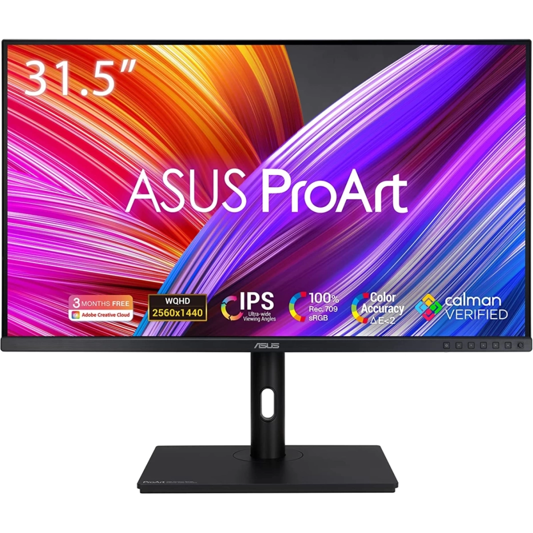 شاشة ASUS ProArt PA328QV مقاس 31.5 بوصة IPS 2K 100% sRGB 100% Rec.709 دقة الألوان Delta E < 2 Calman تم التحقق من ارتفاعها وتعديلها