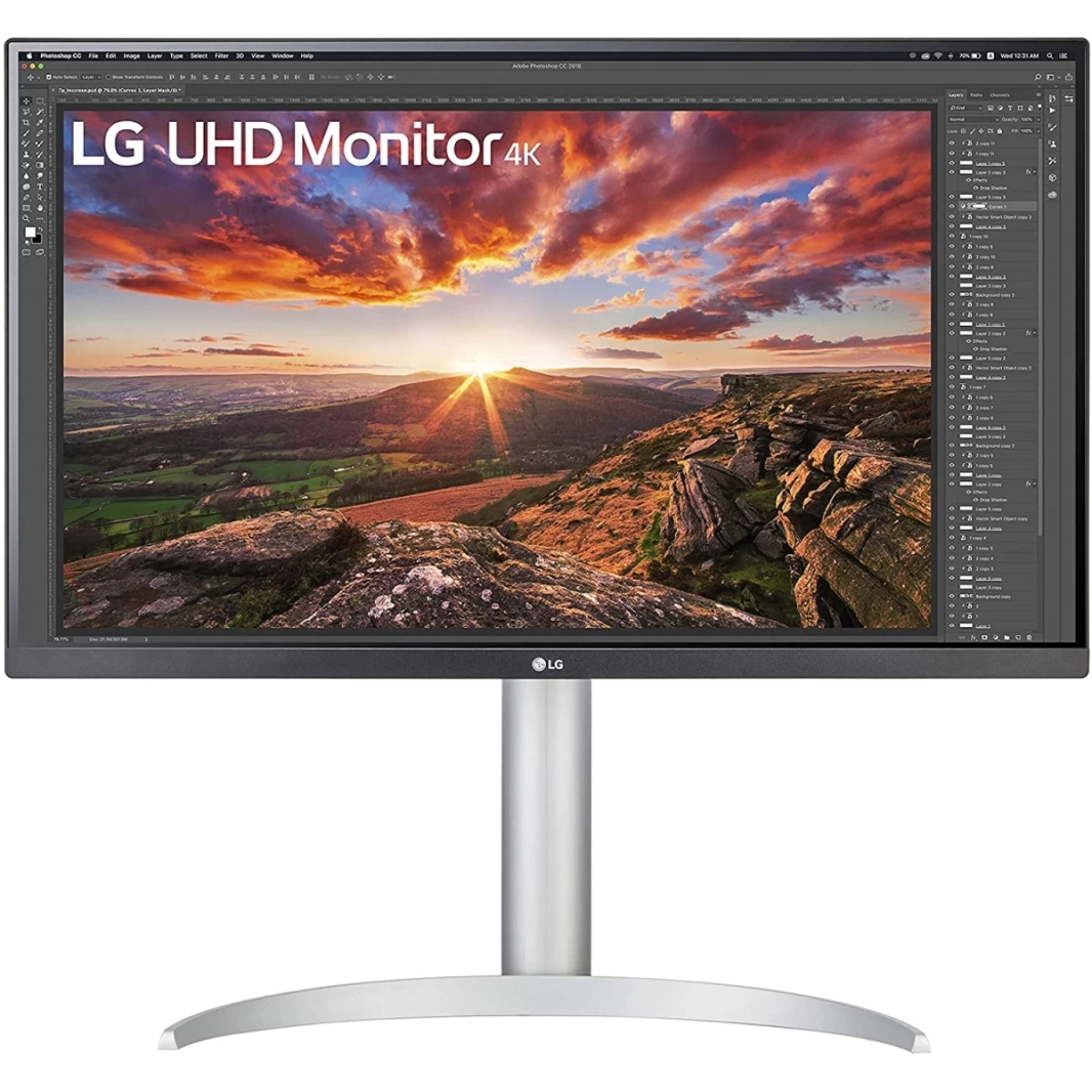 شاشة LG 27UP850-W مقاس 27 بوصة IPS 4K IPS HDR 400 DCI-P3 95% Color Gamut حامل قابل للتعديل USB C