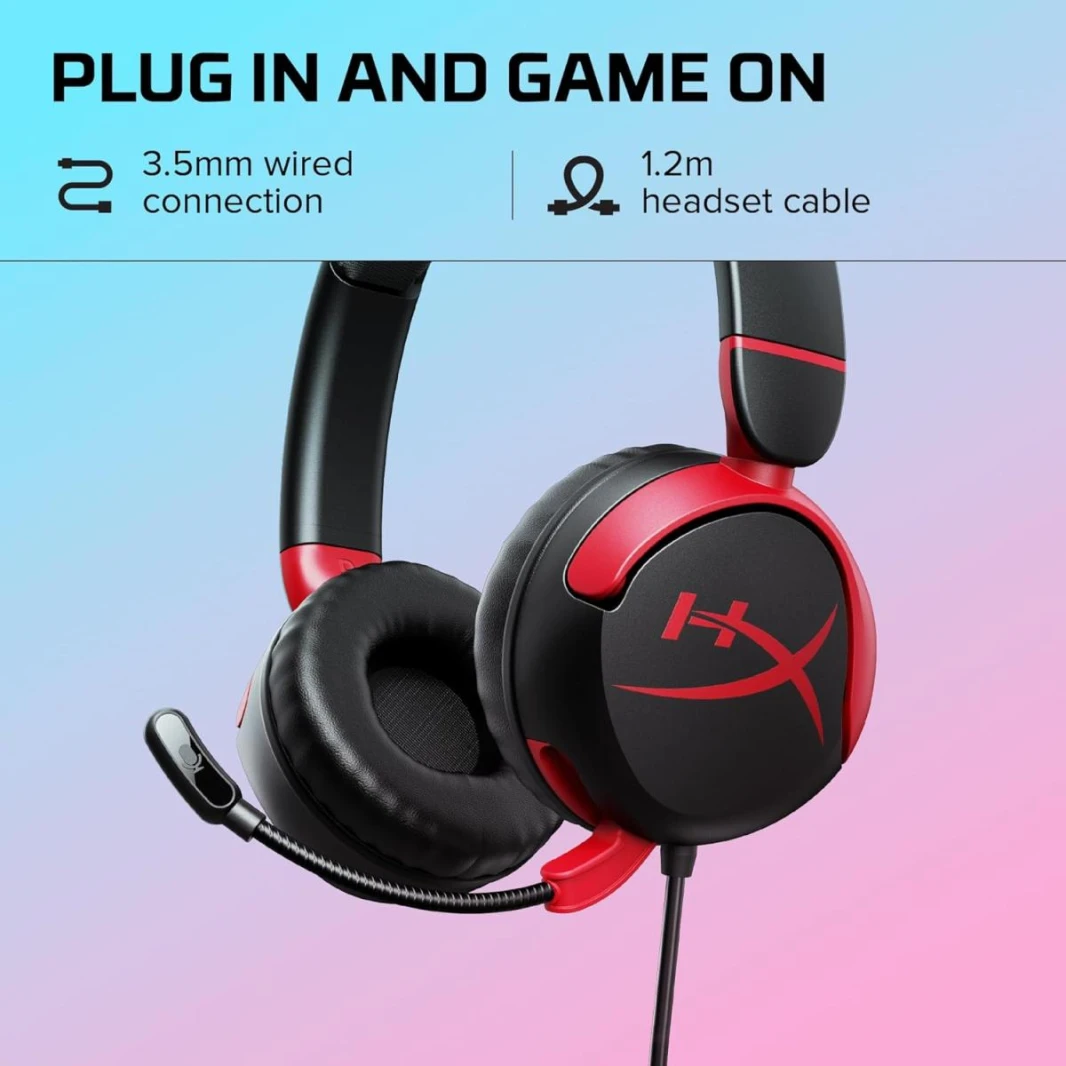 HP HyperX Cloud Mini Wired On Ear Headset 30 mm drivers Lightweight and comfortable Durable microphone with flip-to-mute - Black