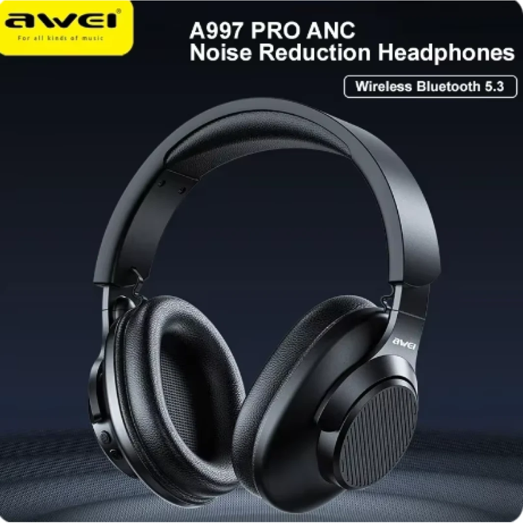 سماعات رأس لاسلكية AWEI A997BL PRO تعمل بتقنية البلوتوث وسماعات رأس قابلة للطي للألعاب وسماعات رأس رياضية مزودة بميكروفون وسماعات أذن موسيقية بسعة 300 مللي أمبير في الساعة