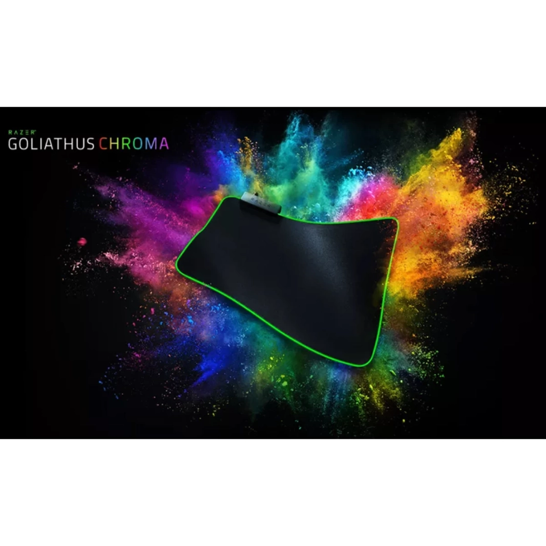 لوحة ماوس الألعاب الناعمة Razer Goliathus Chroma ذات سطح من القماش المزخرف الدقيق المحسّن لجميع إعدادات الحساسية وأجهزة الاستشعار RGB Chroma