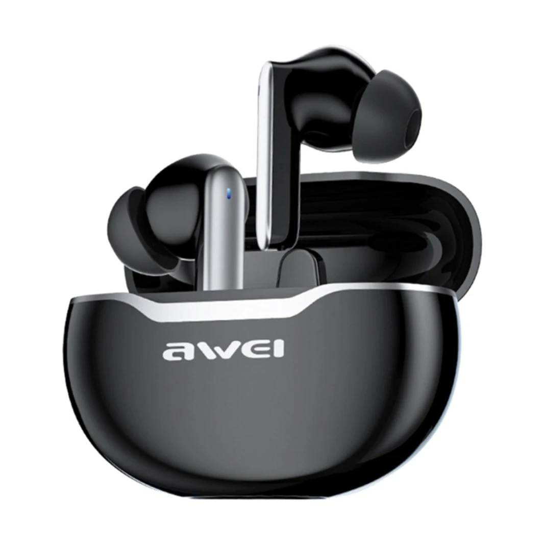 سماعات أذن AWEI T50 4 ميكروفون ENC، سماعات أذن لاسلكية حقيقية بتقنية البلوتوث 5.3، سماعة رأس HIFI، التحكم باللمس، وضع زمن انتقال منخفض، سماعة أذن ENC