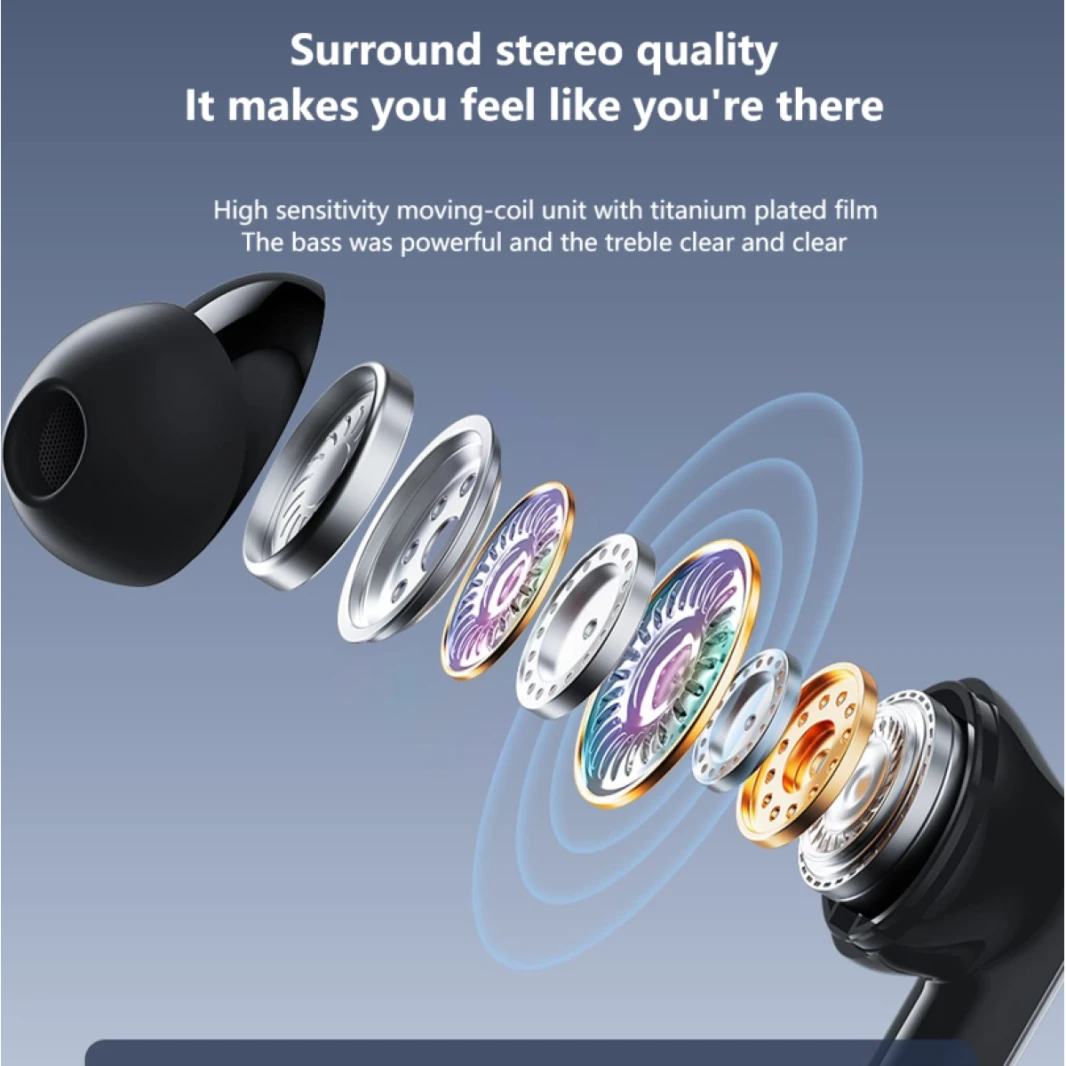 AWEI T50 4 Mic ENC Earphones Bluetooth  True Wireless Earbuds BT5.3 HIFI Headphone Touch Control Low Latency Mode ENC Earbud