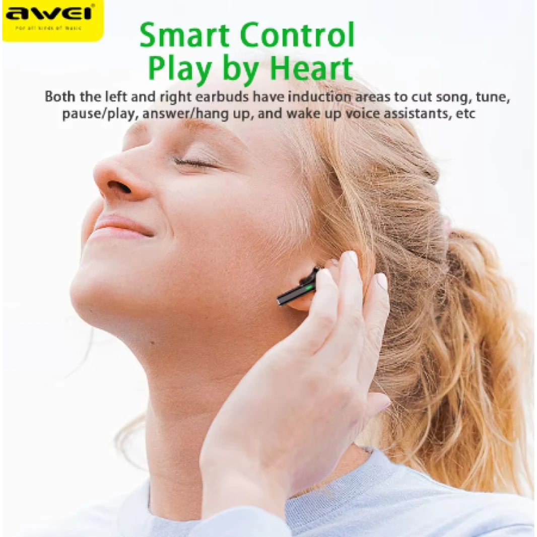 AWEI  T26 PRO TWS Wireless Earphone  Bluetooth 5.3 Headphone Waterproof Stereo Sport Headsets Noise Reduction Earbuds with Mic.White