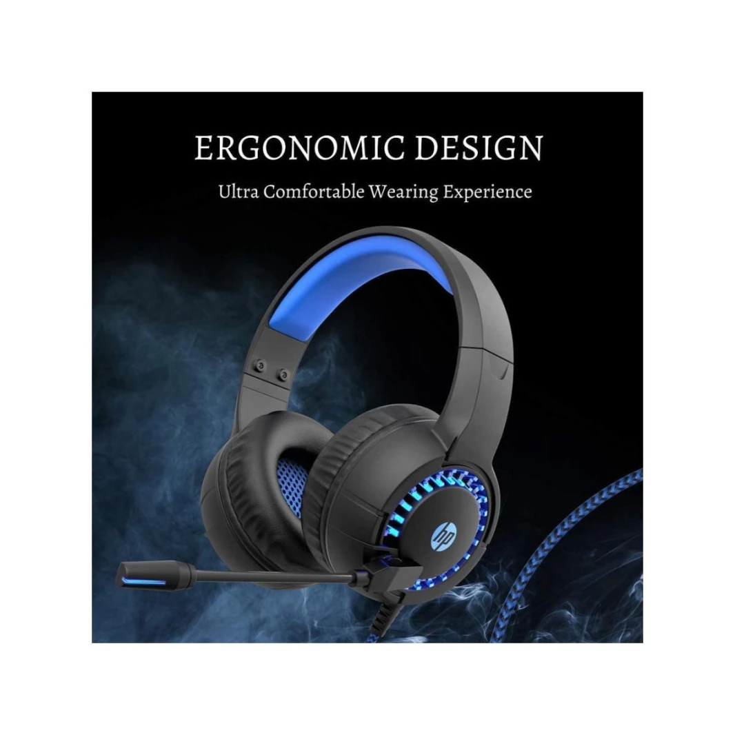 سماعة رأس للألعاب من HP فوق الأذن مع ميكروفون RGB USB Light Backlit AUX Stereo (2 Jack Audioie and Mic) سماعة رأس للهواتف الذكية، تصميم مريح، DHE-8011U