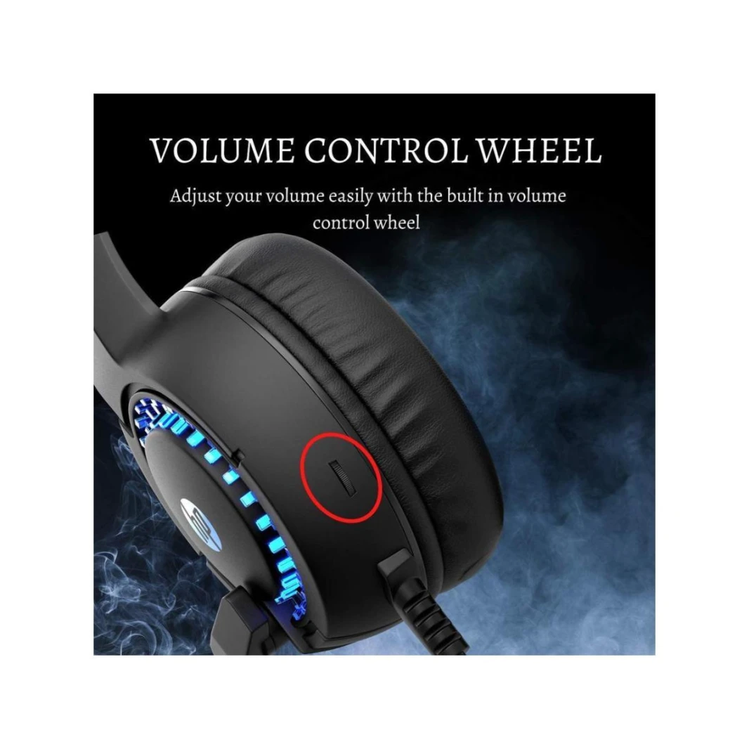 سماعة رأس للألعاب من HP فوق الأذن مع ميكروفون RGB USB Light Backlit AUX Stereo (2 Jack Audioie and Mic) سماعة رأس للهواتف الذكية، تصميم مريح، DHE-8011U