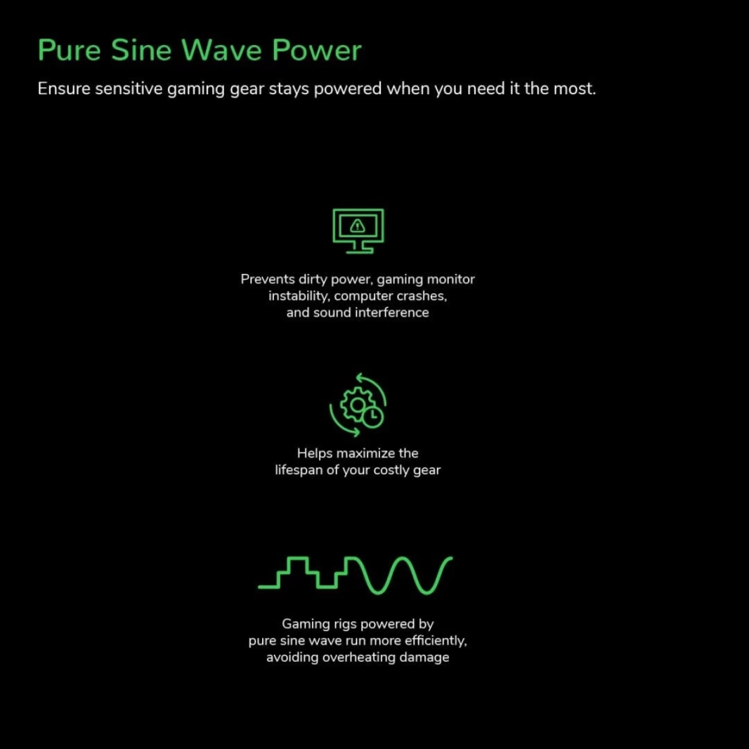 APC BGM2200B 2200VA 1320W Gaming Back UPS Pro Battery Backback & Surge Protector لأجهزة الكمبيوتر ووحدات التحكم في الألعاب أضواء RGB Pure Sine Wave - Midnight Black
