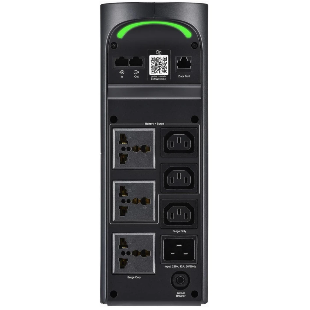 APC BGM2200B 2200VA 1320W Gaming Back UPS Pro Battery Backback & Surge Protector لأجهزة الكمبيوتر ووحدات التحكم في الألعاب أضواء RGB Pure Sine Wave - Midnight Black