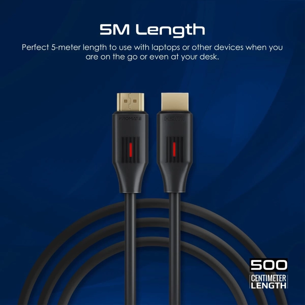 Promate ProLink4K60-150 HDMI 2.0 Cable 4K@60Hz Slim 1.5m 3D Video Support 18Gbps Bandwidth Ethernet Support & Gold-Plated Connectors