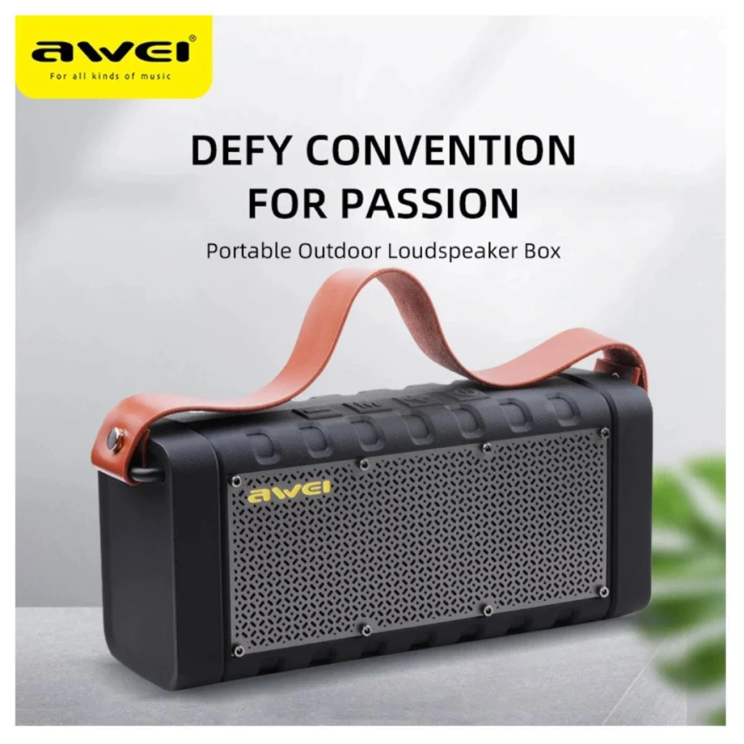 AWEI Y668 ABS مشغل موسيقى بلوتوث 5.0 مكبر صوت ستيريو لاسلكي، سعة البطارية 2200 مللي أمبير، قوة مكبر الصوت 10 وات × 2