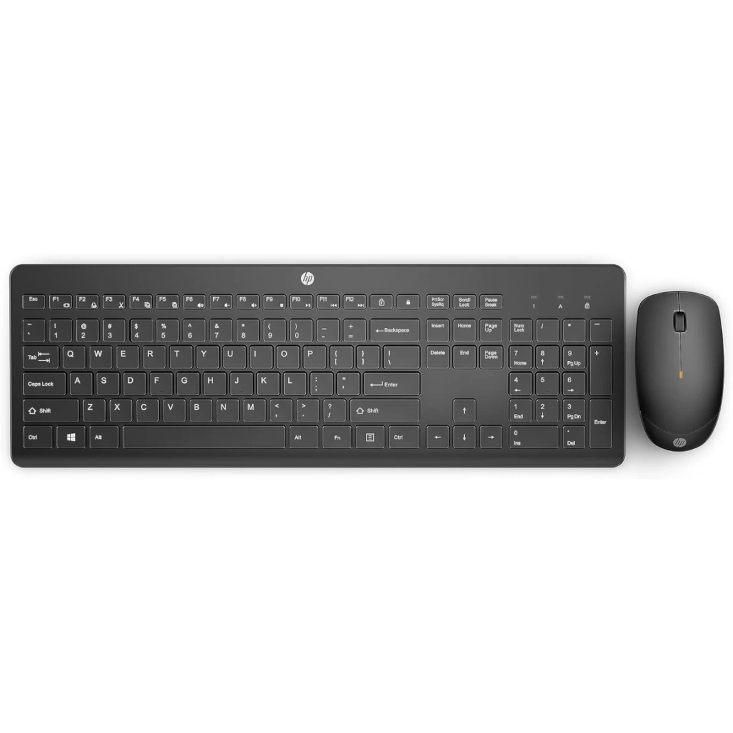 مجموعة لوحة المفاتيح والماوس اللاسلكيين HP 230 بتردد 2.4 جيجاهرتز وعمر بطارية طويل وتصميم متين ومنخفض الضوضاء ونظامي التشغيل Windows وMac OS ودقة 1600 نقطة في البوصة قابلة للتعديل وتخطيط عربي/إنجليزي 