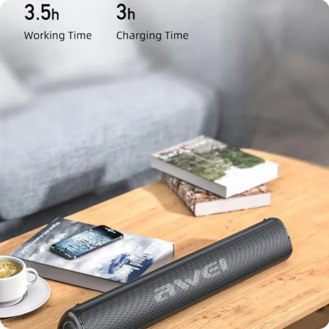 مكبر صوت AWEI Y333 لاسلكي بتقنية البلوتوث ومضخم صوت ستيريو لمشغل الموسيقى الصوتي المنزلي ومكبر صوت يدعم بطاقة TF وAUX وU Disk