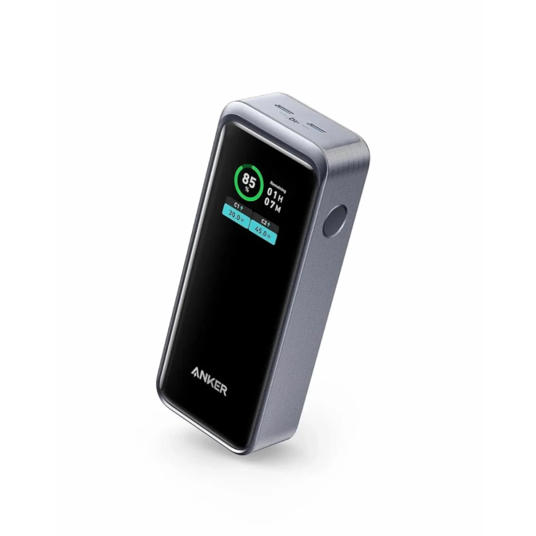 باور بانك Anker Prime، شاحن محمول بمنفذين USB Type-C بقوة 12000 مللي أمبير في الساعة وإخراج 130 وات وشاشة رقمية ذكية