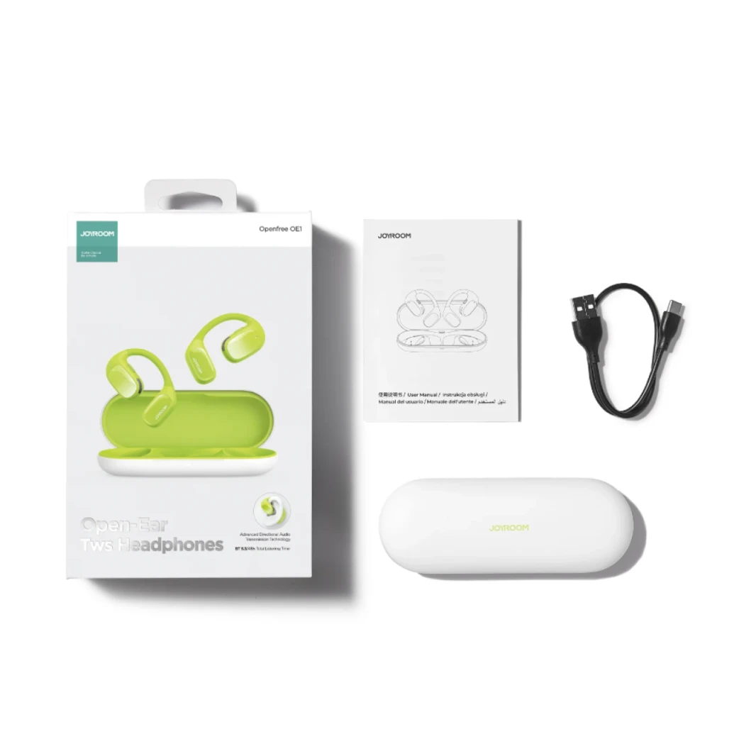 حافظة سماعات رأس لاسلكية حقيقية بتصميم مريح مفتوح الأذن من Joyroom Openfree JR-OE1 مع بطارية 600 مللي أمبير / ضمان لمدة 18 شهرًا