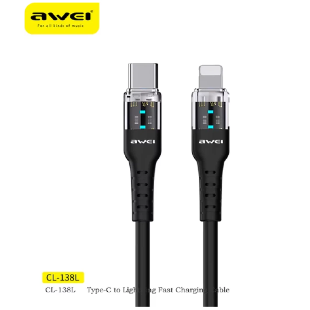 كابل USB Type C PD 60W من AWEI CL-138 لأجهزة iPhone 14 13 12 Pro Max وXiaomi وiPad كابل شحن سريع سلكي