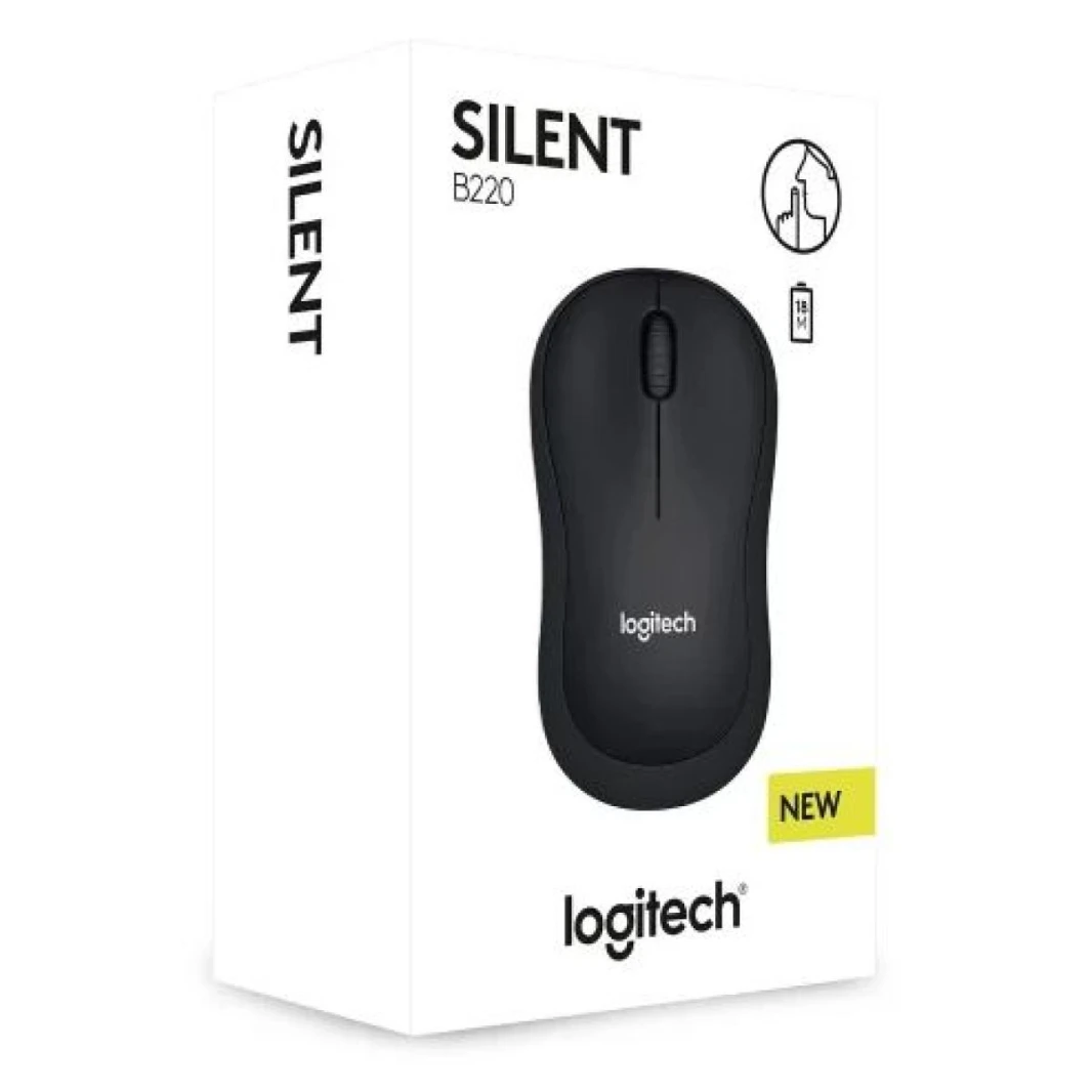 Logitech SILENT B220 Mouse Optical Wireless Black Retail Radio Frequency USB 2.0 1000 dpi Scroll Wheel