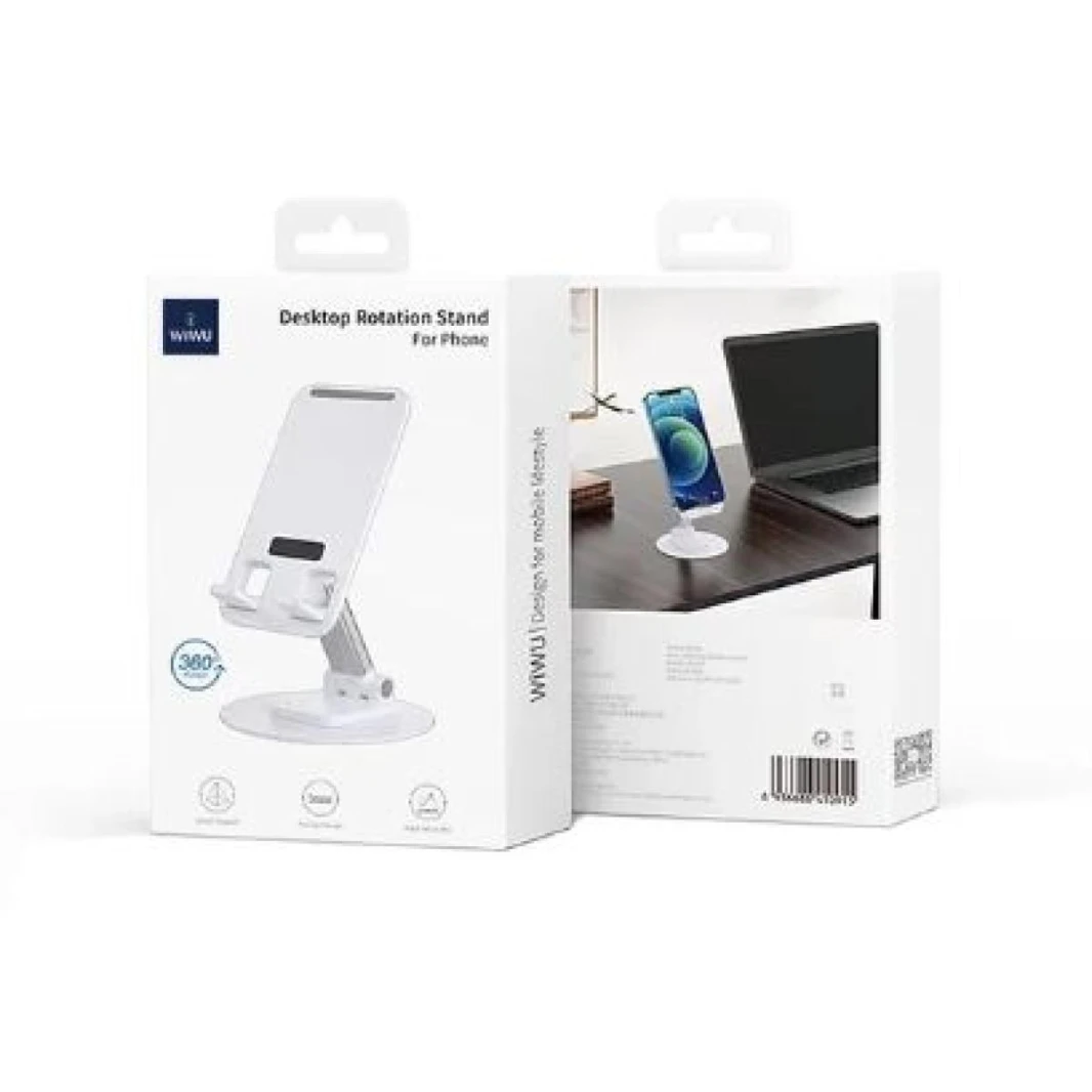 Wiwu Desktop Rotation Stand ZM109 for phones that can be folded 360-degree rotation, unlimited angle - 18 Months Warranty