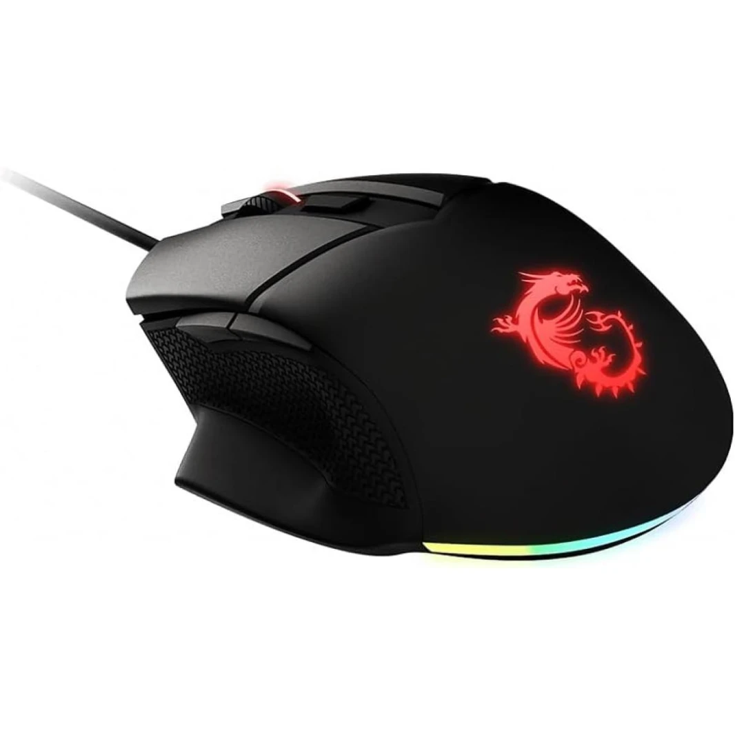 ماوس الألعاب MSI Clutch GM20 Elite، 6400 نقطة في البوصة، أكثر من 20 مليون نقرة، مفتاح OMRON، مستشعر بصري، أوزان قابلة للتعديل، تصميم مريح لليد اليمنى، إضاءة RGB Mystic