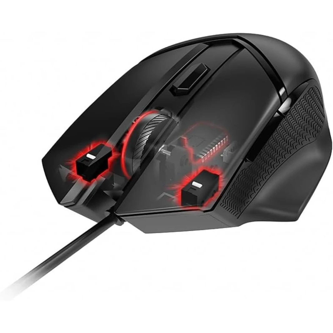 ماوس الألعاب MSI Clutch GM20 Elite، 6400 نقطة في البوصة، أكثر من 20 مليون نقرة، مفتاح OMRON، مستشعر بصري، أوزان قابلة للتعديل، تصميم مريح لليد اليمنى، إضاءة RGB Mystic