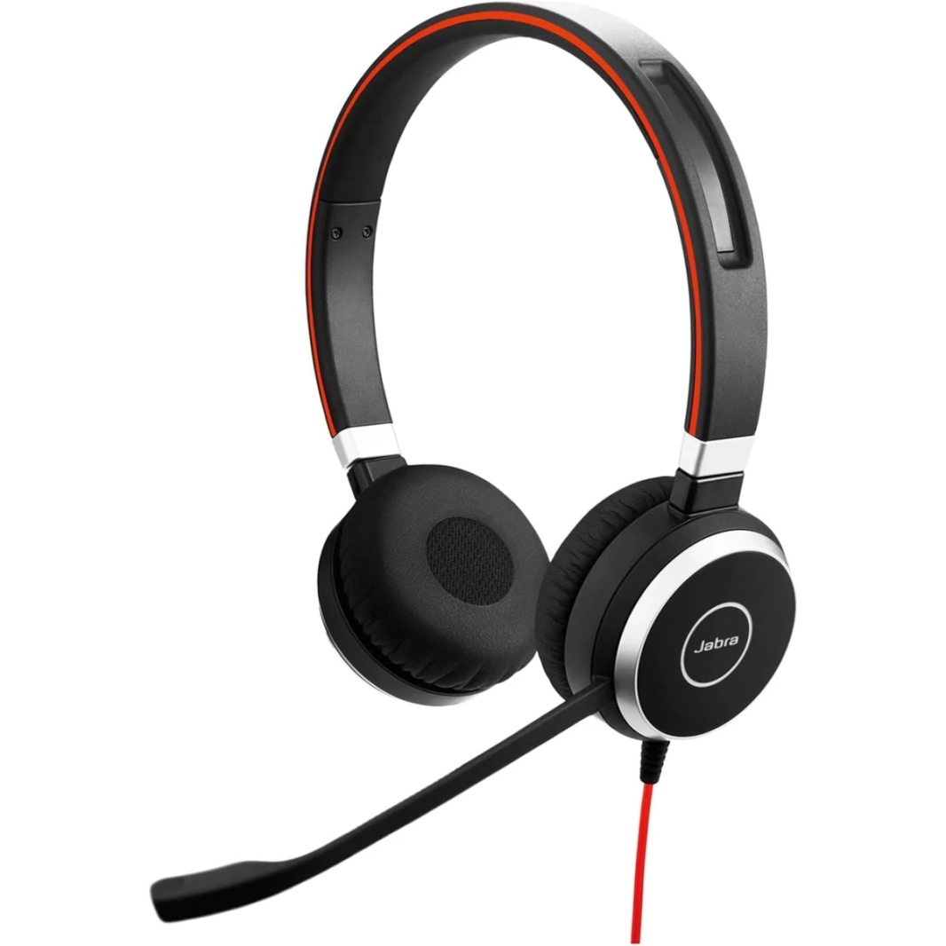 سماعة الرأس Jabra Evolve 40 MS المعتمدة من Microsoft لهاتف VoIP Softphone مع إلغاء الضوضاء السلبي كابل USB-A مع وحدة تحكم ومكبر صوت ستريو