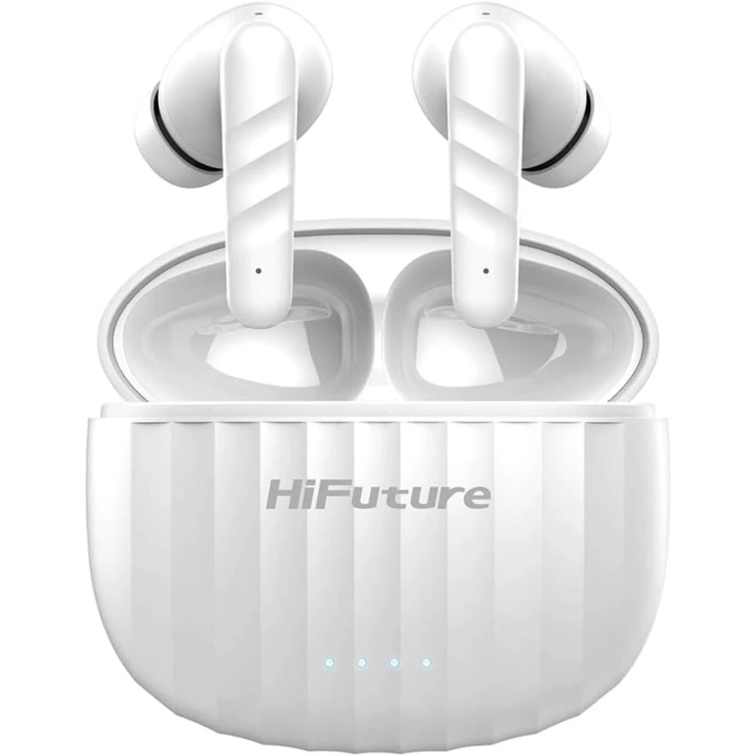 سماعات HiFuture SonicBliss تعمل لمدة 15 ساعة، من النوع C، بلوتوث 5.3، IPX5، التحكم باللمس، ENC، مشغل 10 مم، جهير ناعم