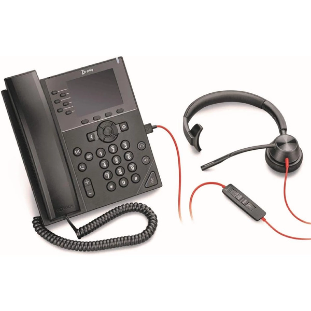 ميكروفون سلكي من نوع USB Type-A وUSB Type-C من Poly Blackwire 3310 بذراع واحد لتقليل الضوضاء والصدى لأجهزة الكمبيوتر الشخصية وأجهزة Mac ويعمل مع الفرق (معتمد)