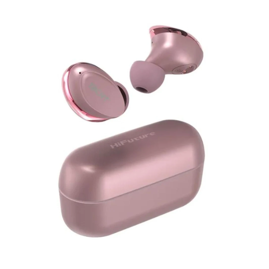 سماعات أذن HiFuture Yacht True Wireless Bluetooth TWS Earbuds ENC Metallic Case Qualcomm APTX Type C Superior Sound and Bass CVC 8.0 Comfort Fit IPX7 - وردي