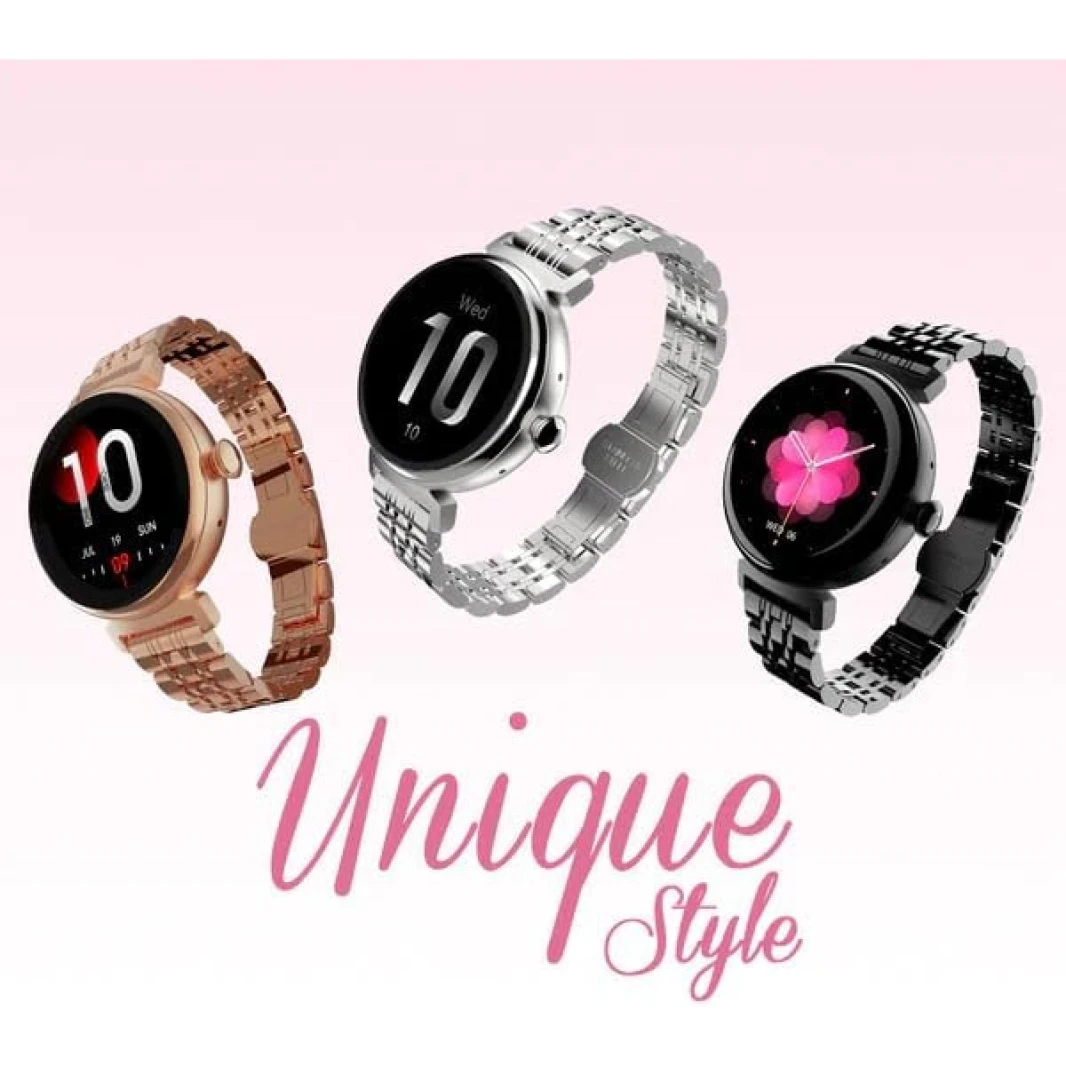 ساعة ذكية HiFuture Woman Future Aura 41mm AMOLED لاسلكية تعمل بالبلوتوث - وردي ذهبي