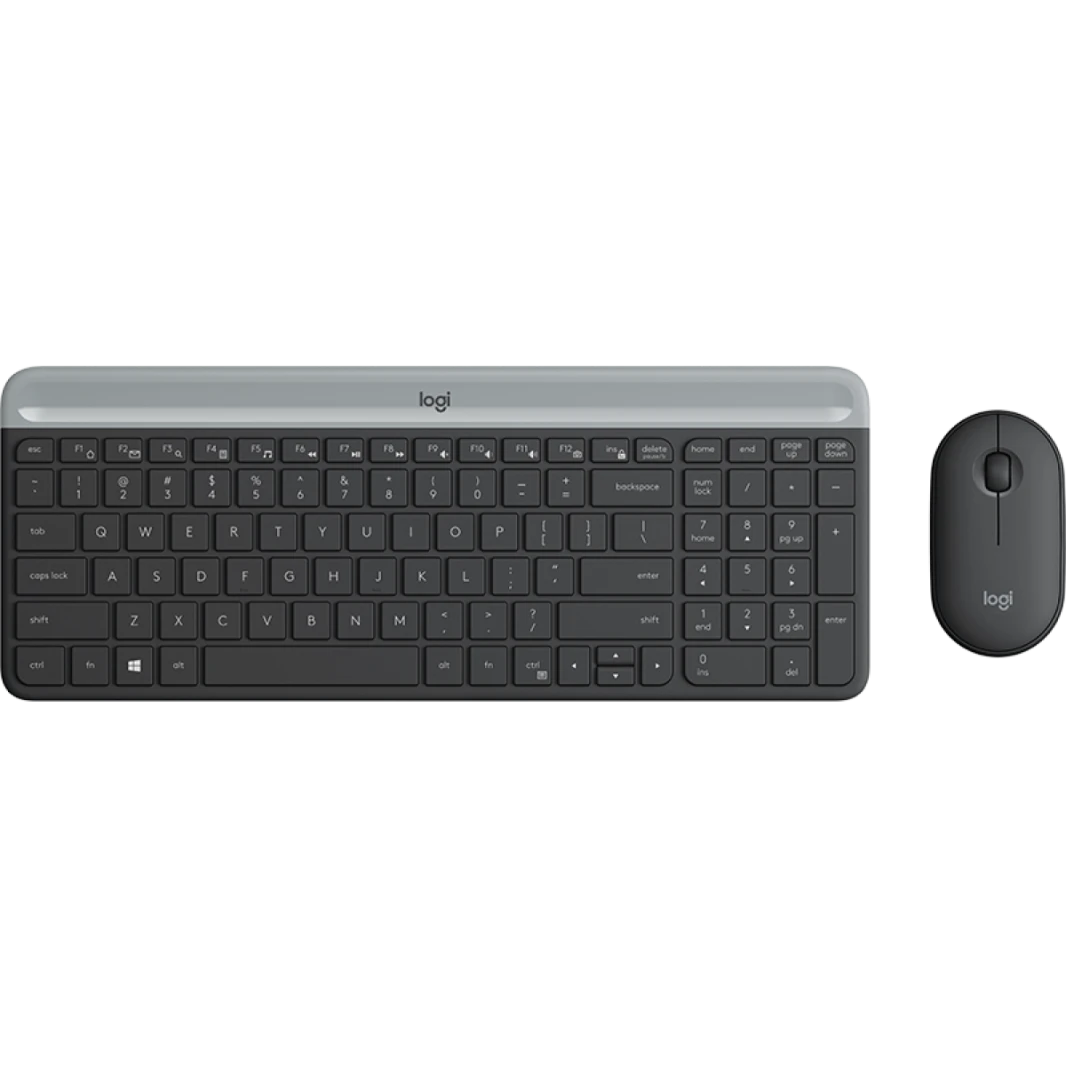 Logitech MK470 Slim Wireless Keyboard and Mouse Combo - Modern Compact Layout, Ultra Quiet, 2.4 GHz USB - Graphite