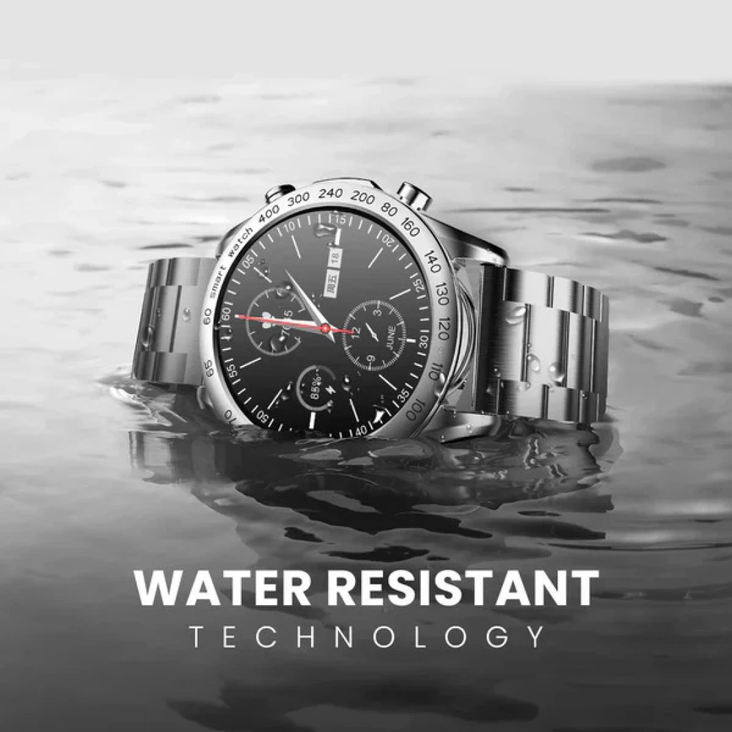 ساعة HiFuture FutureGo PRO الذكية المصنوعة من الفولاذ المقاوم للصدأ مقاس 1.32 بوصة FHD كبيرة مقاومة للماء - باللون الفضي
