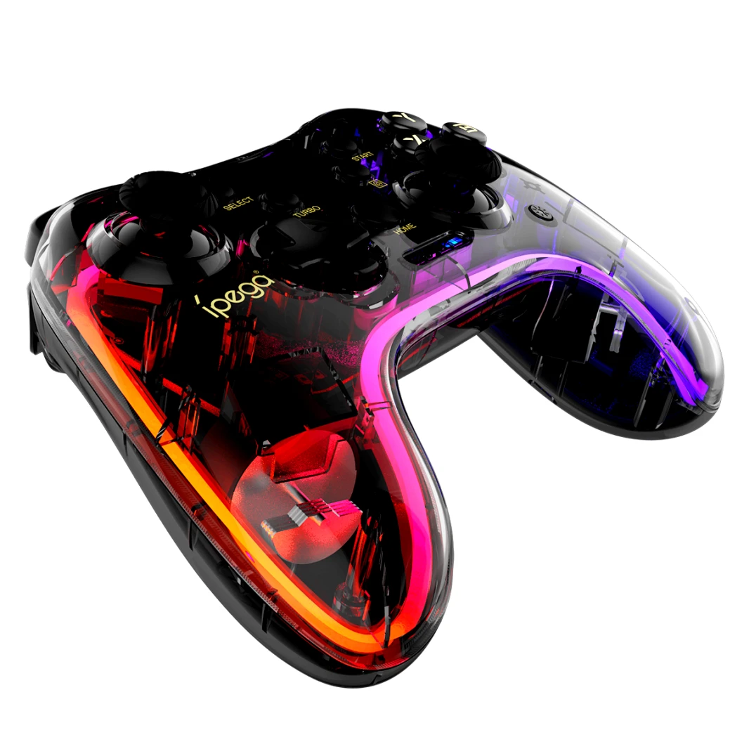 وحدة تحكم ألعاب iPega Bluetooth RGB شفافة ملونة لأجهزة IOS/Android/PC/NS Host/P4/P3 - Black Diamond