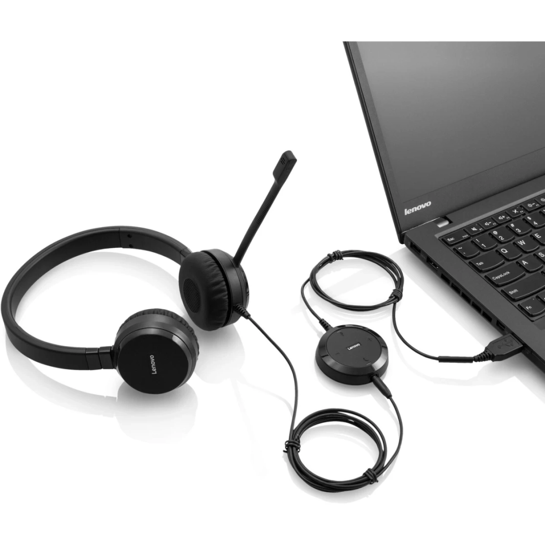 Lenovo Pro Wired Stereo Voip Black Headband Noise Cancelling