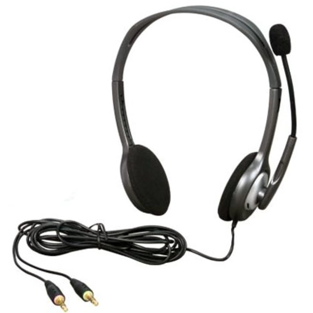 سماعة رأس ستريو H110 من Logitech 981-000214 مع ميكروفون دوار ومقبس مزدوج مقاس 3.5 مم - أسود