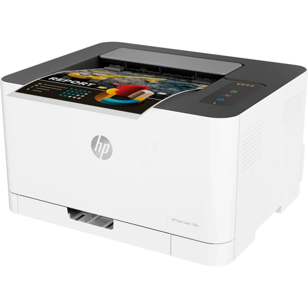 طابعة ليزر ملونة HP Color Laser 150a A4 للمنزل والمكتب حتى 18 صفحة بالأبيض والأسود / 4 صفحات بالدقيقة بواجهة USB - بيضاء