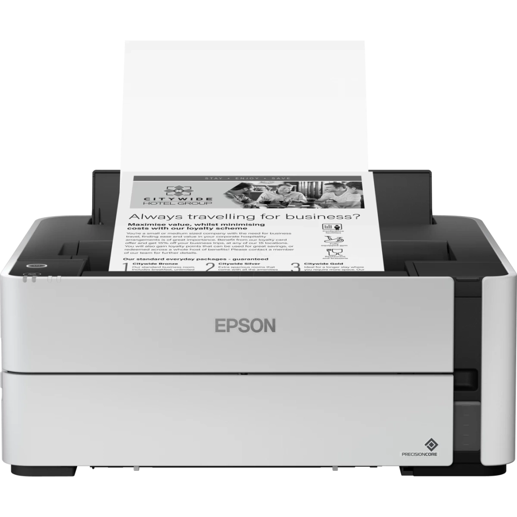 طابعة Epson EcoTank M1140 أحادية الحبر بنظام خزان الحبر المزدوج USB تصل إلى 20 صفحة في الدقيقة مع دعم الحبر 11000 صفحة
