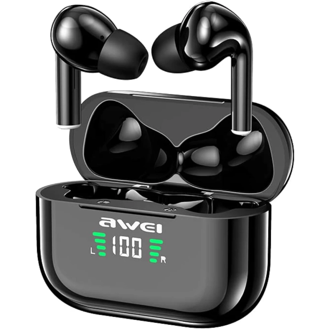 سماعات أذن لاسلكية Awei T29P بلوتوث 5.3 IPX6 مقاومة للماء ومضادة للانزلاق وموسيقى وألعاب وإلغاء الضوضاء وصوت جهير دائري مع ميكروفون