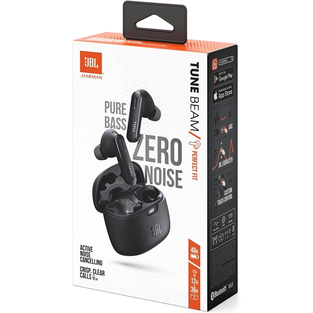 سماعات أذن لاسلكية JBL Tune Beam مع خاصية إلغاء الضوضاء النشطة وبلوتوث 5.3 وعمر بطارية يصل إلى 48 ساعة وشحن سريع وصوت جهير نقي من JBL - أسود