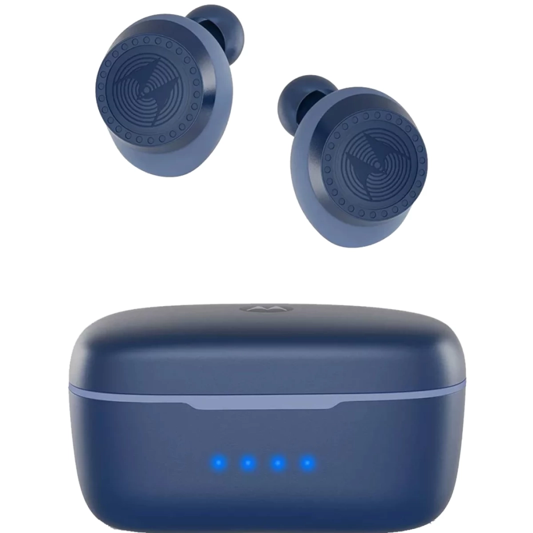 Motorola VerveBuds 200 Wireless Earbuds For Sport Gym Exercise Fitness IPX5 Comfortable Fit Compatible w/ Voice Assistants 3 Buds Sizes - Blue