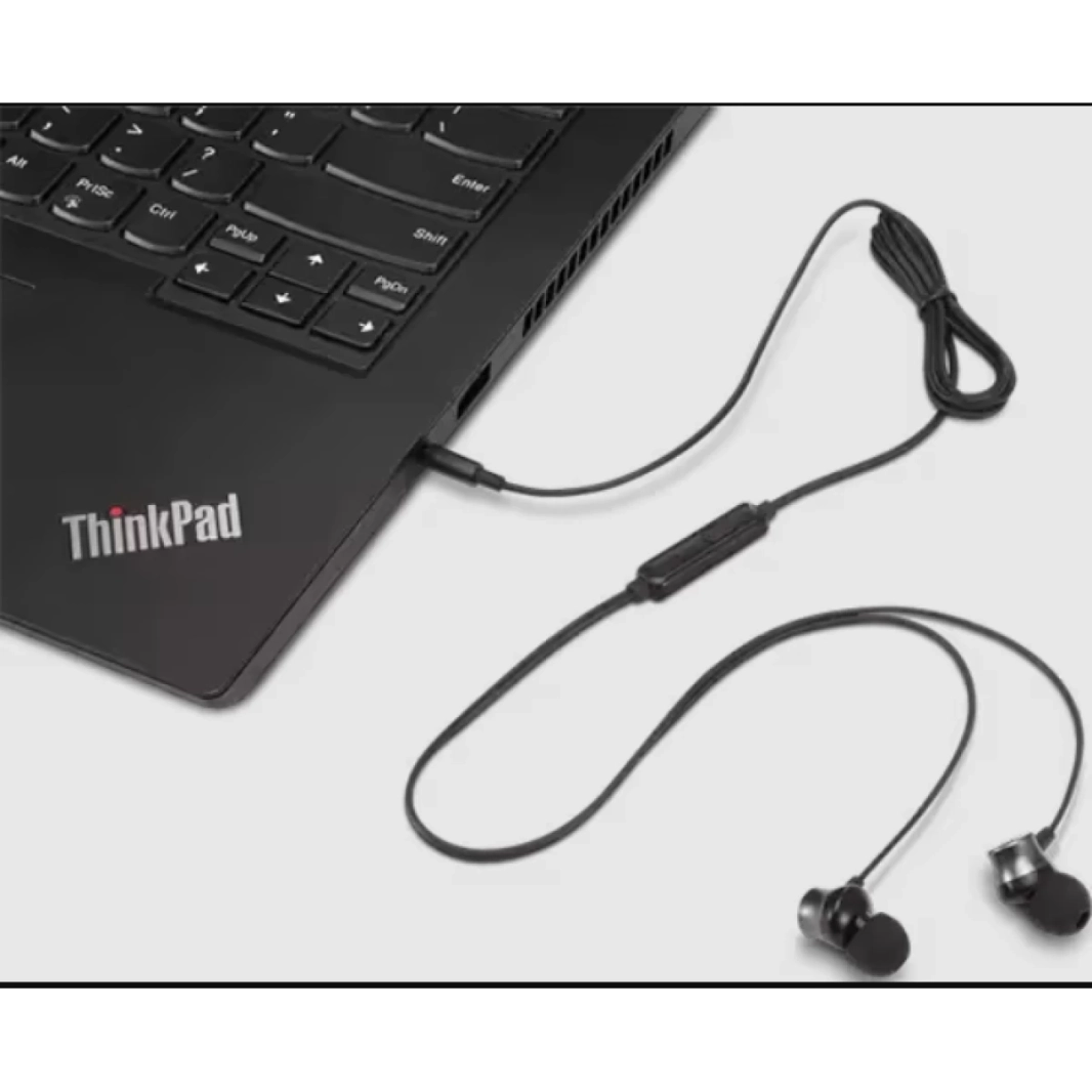 Lenovo Analog In-Ear Headphone Gen II Wired Stereo Mini-Phone (3.5mm) w/ Mic , Windows, Mac, Android - Black