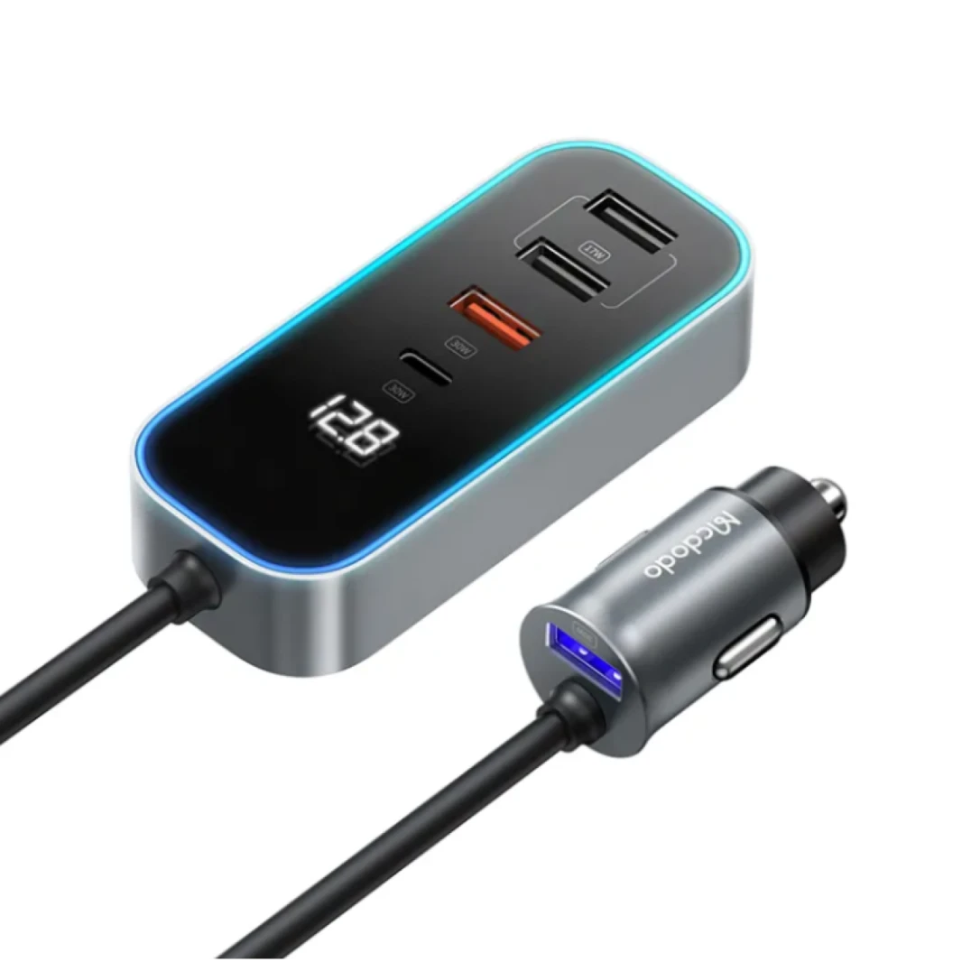 شاحن سيارة Mcdodo CC-1900 بقوة 107 وات مزود بـ 4 منافذ USB + Type C وشاشة رقمية