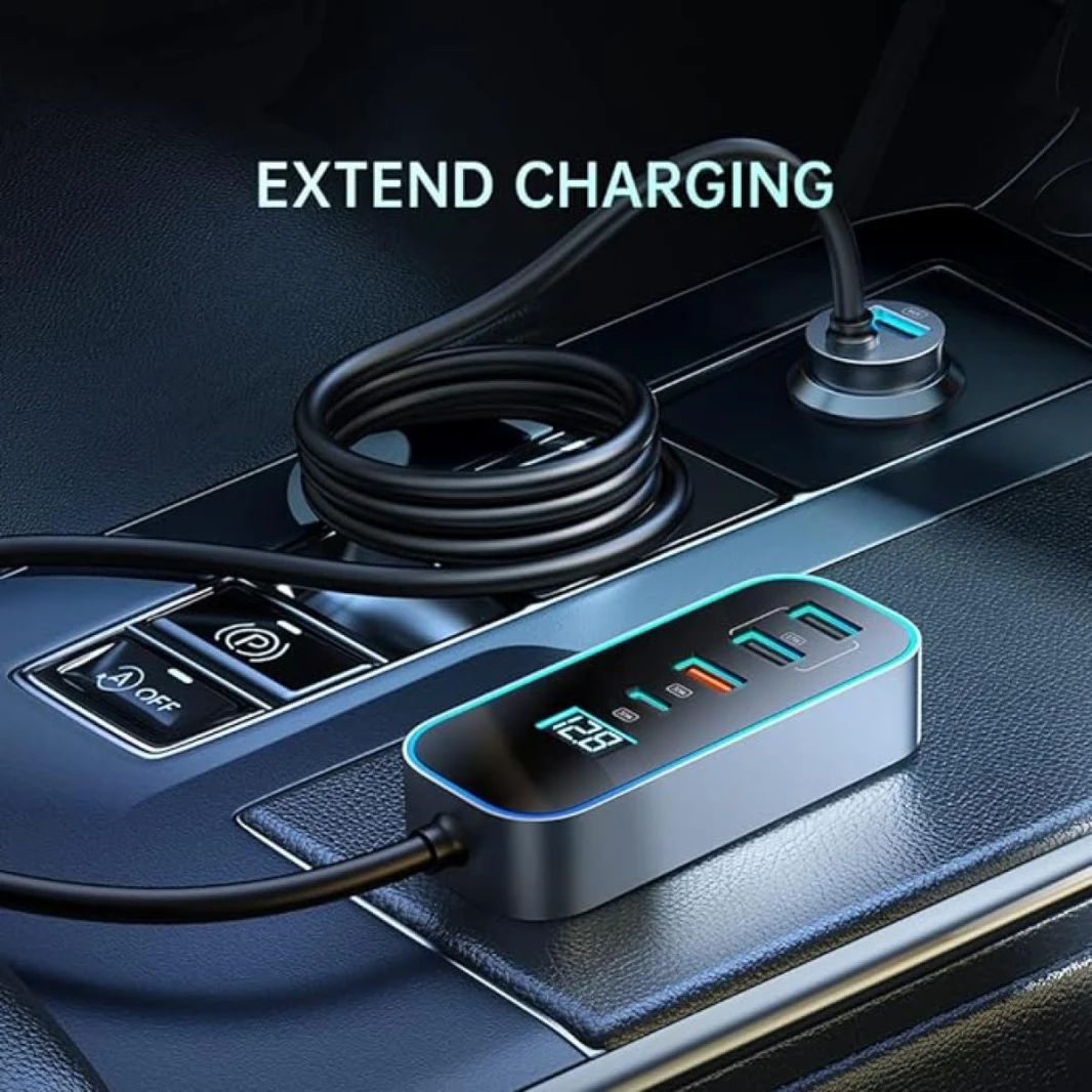 شاحن سيارة Mcdodo CC-1900 بقوة 107 وات مزود بـ 4 منافذ USB + Type C وشاشة رقمية
