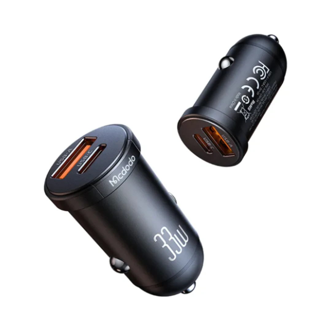 شاحن سيارة سريع 33 وات 1C+1A PD من Mcdodo CC-2320 مع دائرة IC ذكية LED للشحن السريع متوافق مع PD3.0 وFCP/SCP وAFC وQC3.0