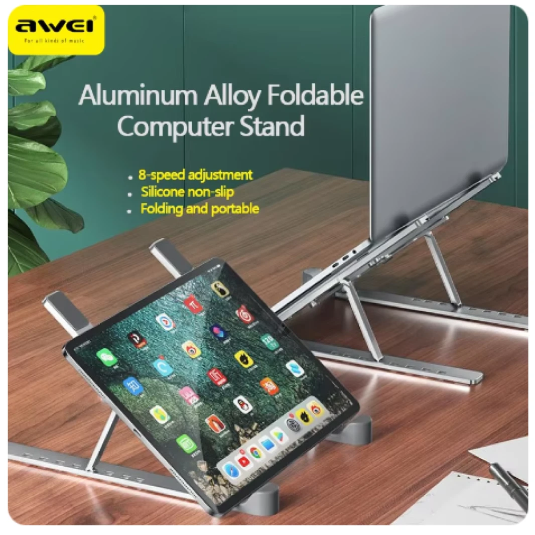 Awei X26 Multi Height Adjustment Cooling Laptop Holder Foldable Aluminum Alloy Computer Cooling Holder Bracket for Gaming