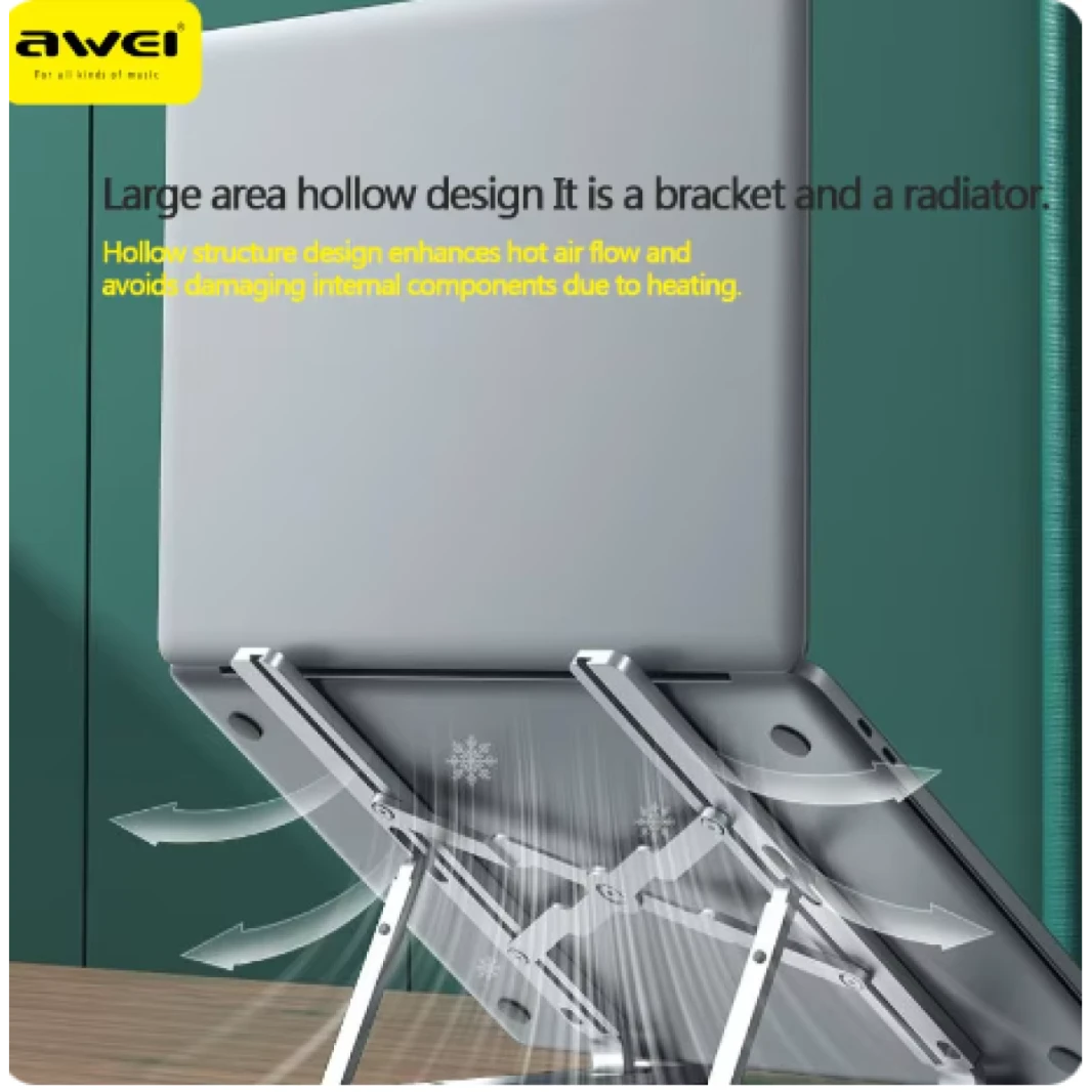 Awei X26 Multi Height Adjustment Cooling Laptop Holder Foldable Aluminum Alloy Computer Cooling Holder Bracket for Gaming