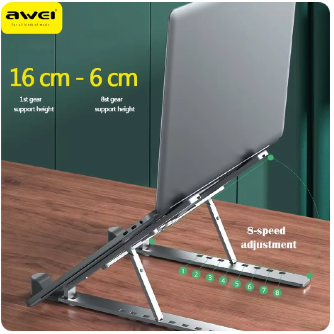 Awei X26 Multi Height Adjustment Cooling Laptop Holder Foldable Aluminum Alloy Computer Cooling Holder Bracket for Gaming