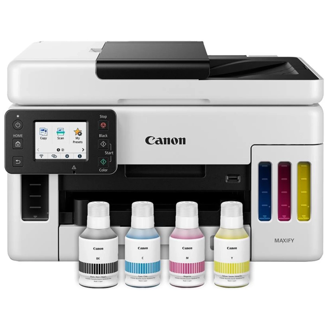 طابعة كانون MAXIFY GX6040 متعددة الوظائف مع خزان حبر لاسلكي (نسخ/طباعة/مسح ضوئي) مع وحدة تغذية المستندات التلقائية - بيضاء