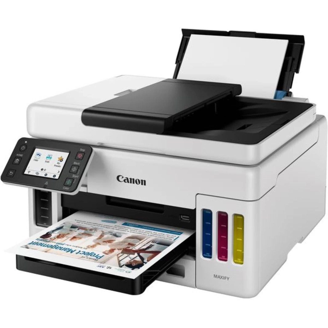 طابعة كانون MAXIFY GX6040 متعددة الوظائف مع خزان حبر لاسلكي (نسخ/طباعة/مسح ضوئي) مع وحدة تغذية المستندات التلقائية - بيضاء