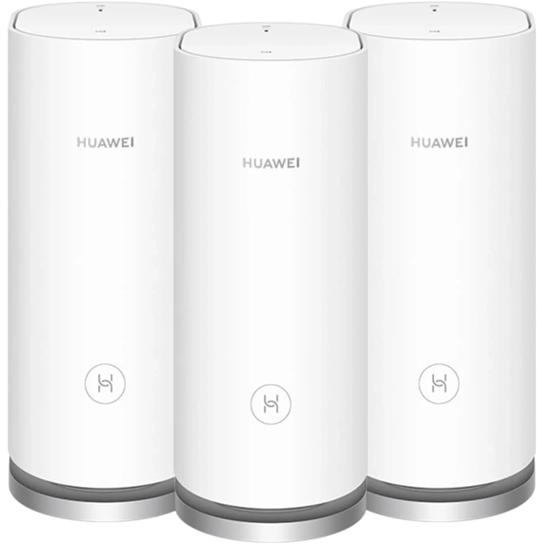 جهاز HUAWEI WS8100 WiFi Mesh 3 AX3000 يصل إلى 3000 ميجابت في الثانية نظام شبكة WiFi للمنزل بالكامل اتصال سلس وسريع لأكثر من 250 جهازًا للمنازل المتوسطة والكبيرة - عبوة من 3 قطع