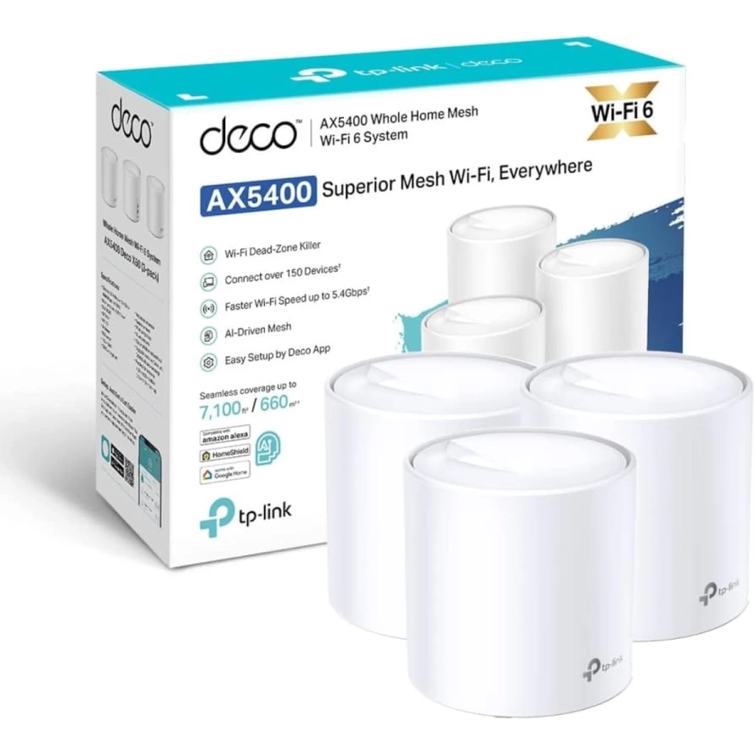 TP-LINK Deco X60 AX5400 Wi-Fi 6 Whole-Home Mesh Wi-Fi System Cover up to 7100 Sq Ft up to 150+ Devices (3-Pack)